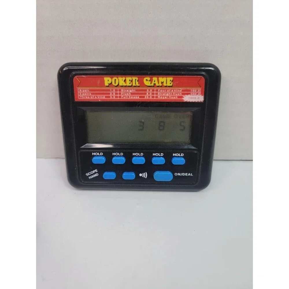 Vintage Electronic Pocket Poker Game Handheld LCD Card Game Tested Works 1999